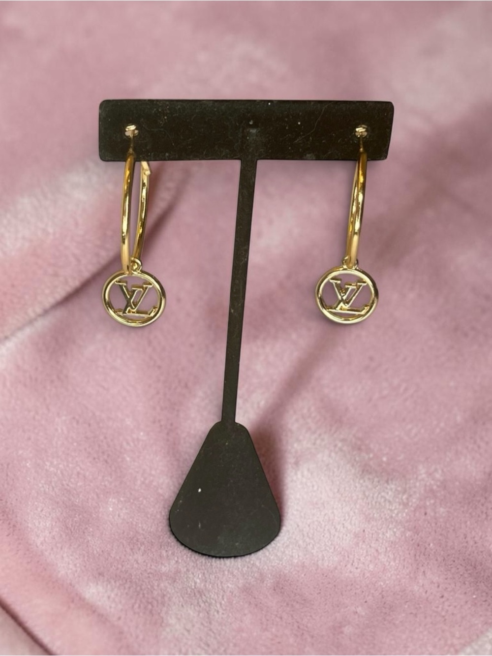 Upcycled Gold LV Louis Vuitton Charm Hoop Earrings